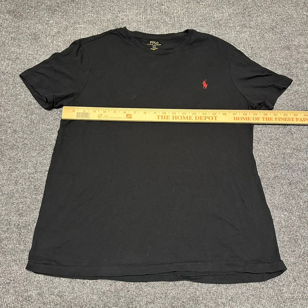 Polo Ralph Lauren Mens Custom Fit Crew Neck T-Shirt Black Red Pony Logo Size L